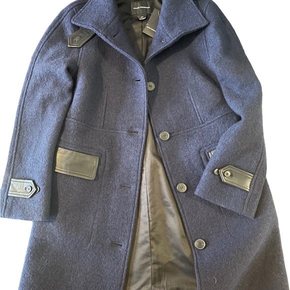 Club Monaco Wool Peacoat with Leather Accents - Picture 2 of 4